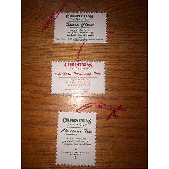 NIB Hallmark Keepsake Ornament Collector’s Series Christmas Stamps Set Of 3 - Picture 4 of 5